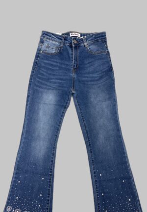 Jeans a zampa con strass